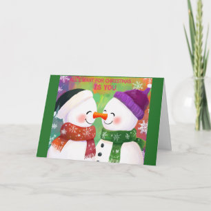 Adorable Snowman Couple Christmas Card 