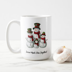 Adorable Snowman Family in Matching Hats & Scarves Coffee Mug