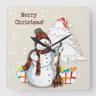 Adorable Snowman Holiday Wall Clock