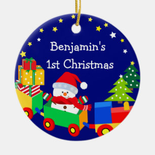 Adorable Snowman in Holly Night Christmas Ornament
