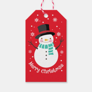 Adorable Snowman in Snow Gift Tags