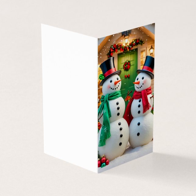 Adorable snowmen Christmas Card (Outside)