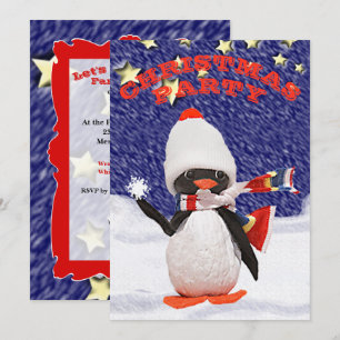 Adorable Snowy Christmas Penguin Paradise Invitation