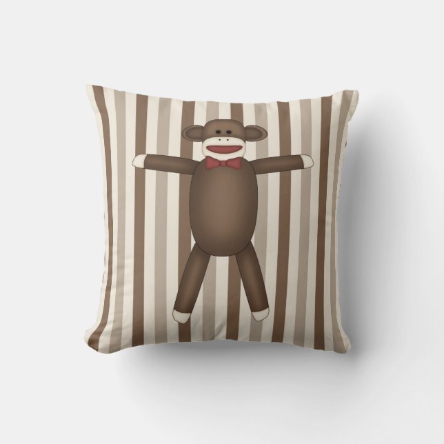 Adorable Sock Monkey Home Decor Items Throw Pillow (Front)