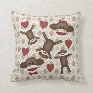 Adorable Sock Monkey Home Decor Items Throw Pillow