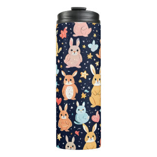 Adorable Soft Pastel Baby Animal Pattern Thermal Tumbler