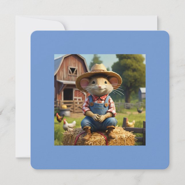 Adorable Souris Agricole Invitation (Devant)