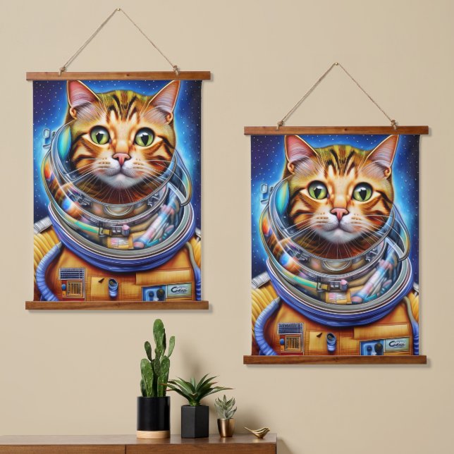 Adorable Space Cat Abstract Art Hanging Tapestry (Asymmetrical)