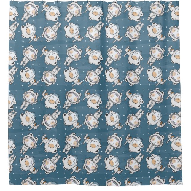 Adorable Space Cats Pattern Shower Curtain (Front)
