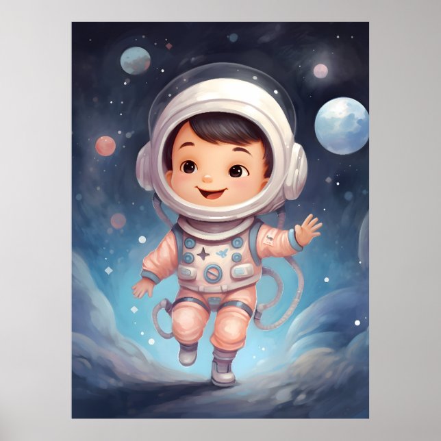Adorable Space  Kids Explorer Poster (Front)