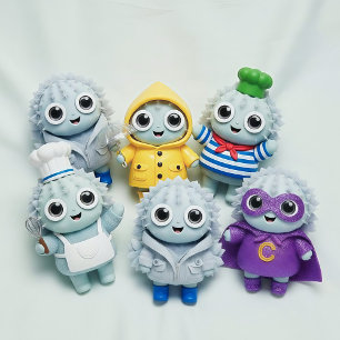 Adorable Spiky Toy Characters in Cute Round Pillow