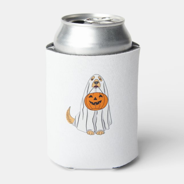 Adorable Spooky Golden Retriever Ghost Classic T-S Can Cooler (Can Front)