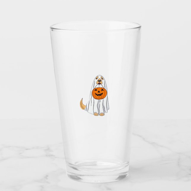 Adorable Spooky Golden Retriever Ghost Classic T-S Glass (Front)