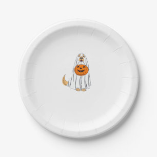 Adorable Spooky Golden Retriever Ghost Classic T-S Paper Plate