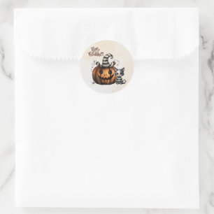 Adorable Spooky Halloween Kitten Classic Round Sticker
