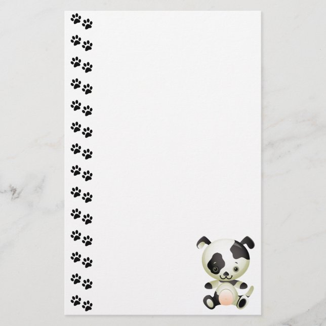 Adorable Spotted Puppy Stationery (Front)