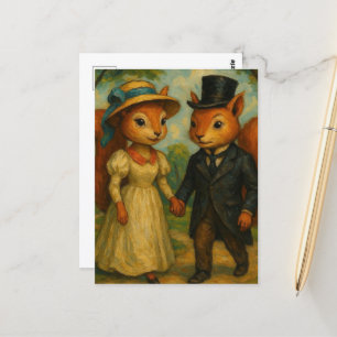 Adorable Squirrel Couple Postcard