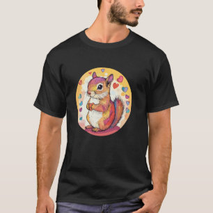 Adorable Squirrel Holding Heart Surrounded By Hear T-Shirt
