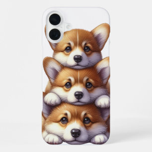 ADORABLE STACK OF CORGI PUPPY DOGS iPhone 16 PLUS CASE
