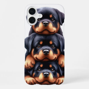 ADORABLE STACK OF ROTTWEILER PUPPY DOGS iPhone 16 PLUS CASE
