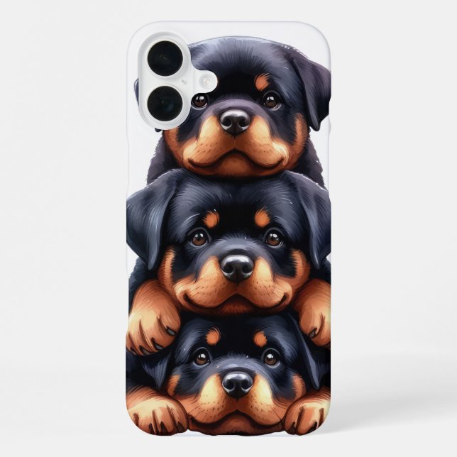 ADORABLE STACK OF ROTTWEILER PUPPY DOGS iPhone CASE (Back)