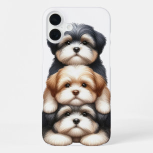 ADORABLE STACK OF SHIH TZU PUPPY DOGS iPhone 16 PLUS CASE