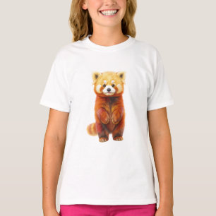 Adorable Standing Fluffy Red Panda Kids T-Shirt