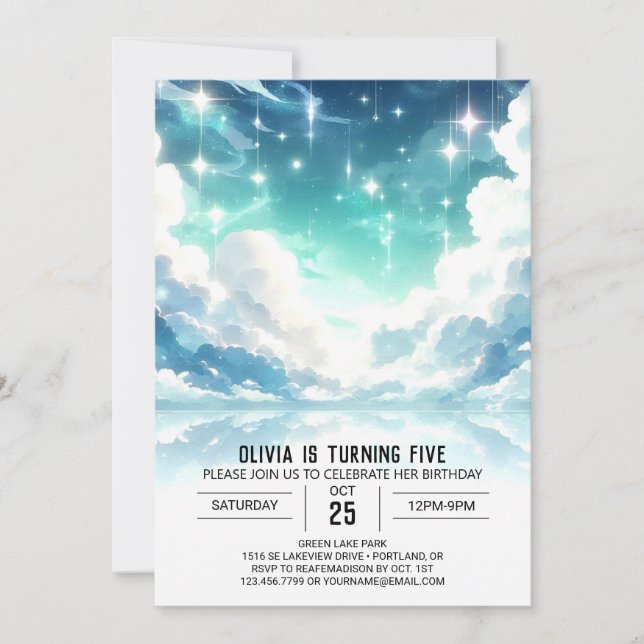 Adorable Stars Celestial Digital Birthday Invitation (Front)