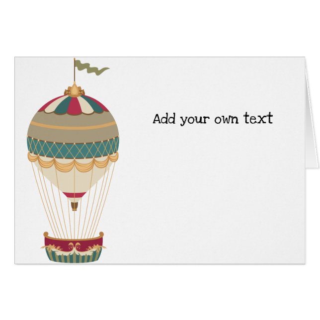 Adorable Steampunk Hot Air Balloon w/Flag (Front Horizontal)