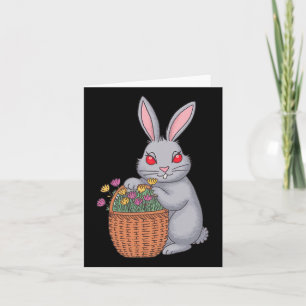 Adorable Stoned Easter Bunny With Bysket Of Flower Card
