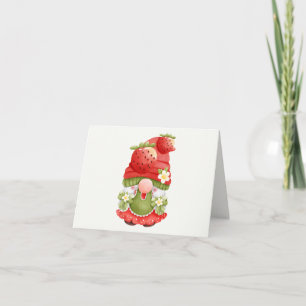 Adorable Strawberry Garden Gnome Card