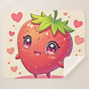 Adorable Strawberry Love Design Sherpa Blanket