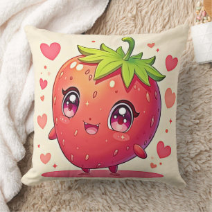 Adorable Strawberry Love Design Throw Pillow