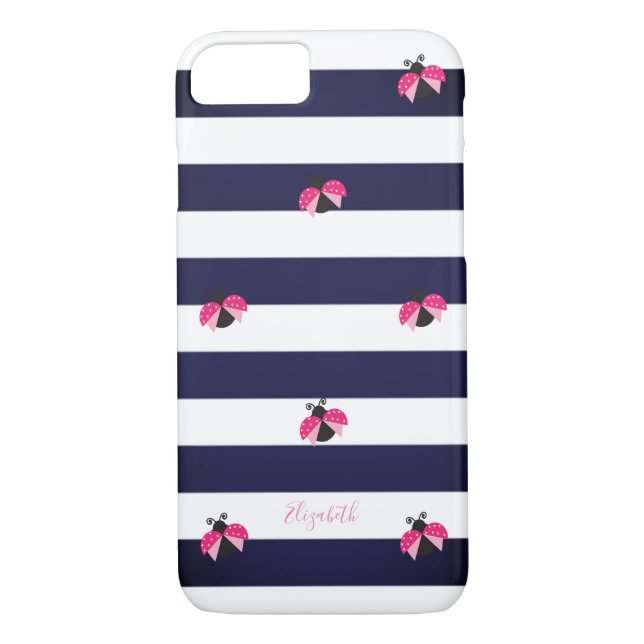 Adorable Striped,Ladybird -Personalized Case-Mate iPhone Case (Back)