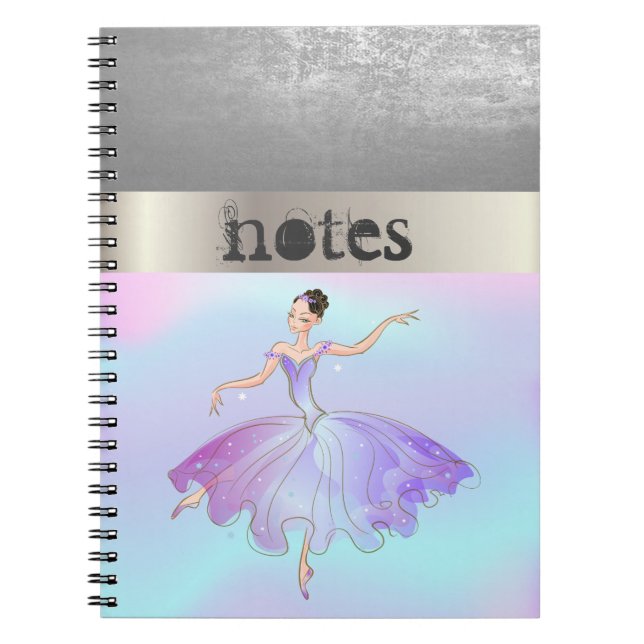 Adorable Stylish Ballerina Holographic Notebook (Front)