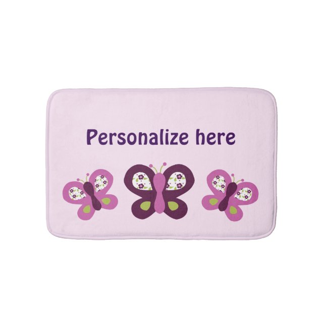 Adorable Sugar Plum Butterflies Bathroom Bath Mat (Front)