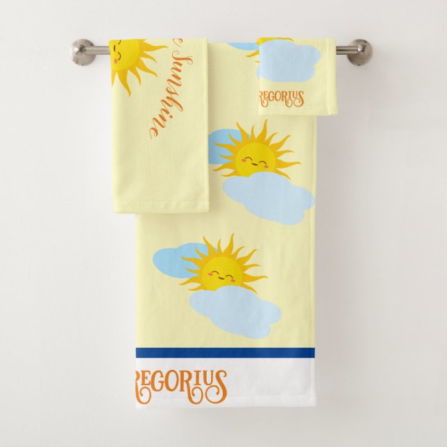 Adorable Sun Illustration For Babies and Kids Bath Towel Set (Insitu)