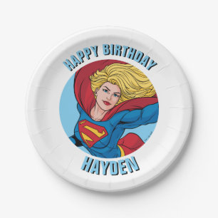 Adorable Supergirl Stance Paper Plate