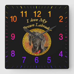 Adorable sweet brown labrador canine puppy dog square wall clock