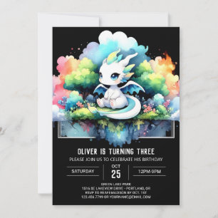 Adorable Sweet Dragon Birthday Invitation
