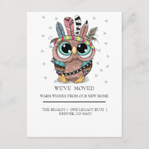 adorable sweet owl with Feathers  home moving Postcard