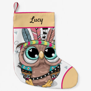 adorable sweet owl with Feathers Small Christmas Stocking