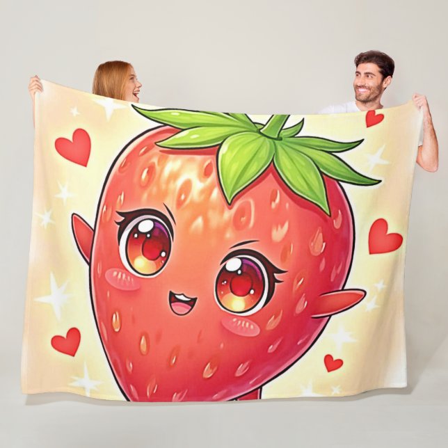 Adorable Sweet Strawberry Bliss Fleece Blanket (In Situ)