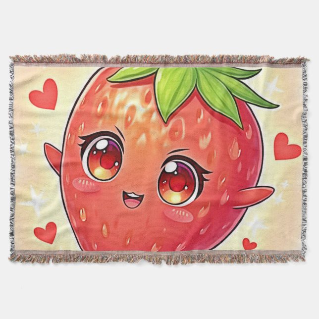 Adorable Sweet Strawberry Bliss Throw Blanket (Front)