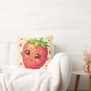 Adorable Sweet Strawberry Bliss Throw Pillow