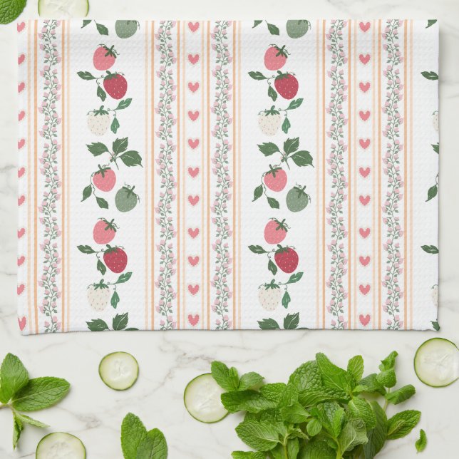 Adorable sweety old fashion botanical pattern kitchen towel (Folded)