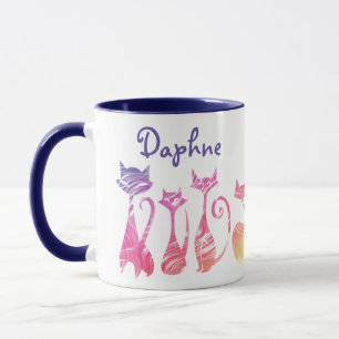 Adorable Swirly Silhouette Cats Mug
