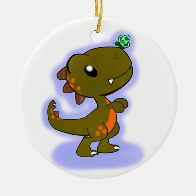 Adorable T-Rex Ceramic Ornament (Front)