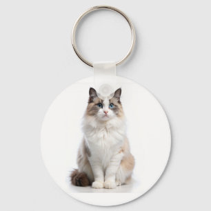 Adorable Tabby Cat with Bright  Eyes Keychain