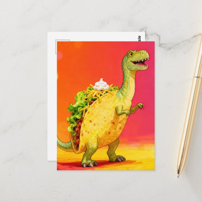 Adorable Taco Dino Postcard (Front/Back In Situ)